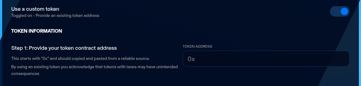 Use a custom token