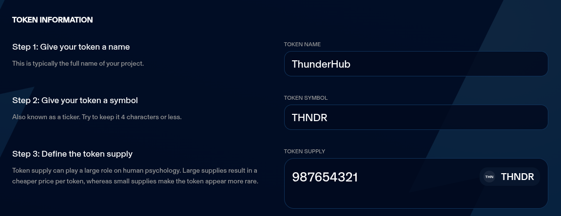 Token details