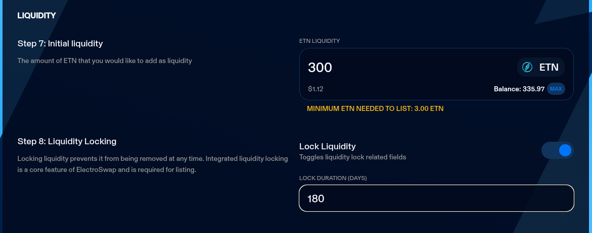 Liquidity Settings